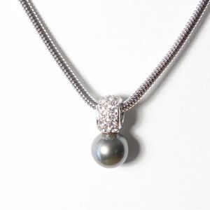 EUC Authentic Christian Dior Faux Black Pearl & Crystal Pendant Necklace